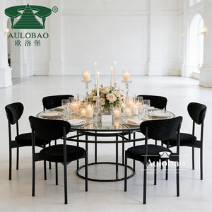 Table et chaises de restaurant en verre à cadre en métal noir - Product Image 2