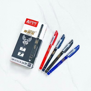 Bolígrafo Borrable Transparente para Oficina, Negocios y Estudiantes, Punta de 0.38mm, Tinta Azul Cristal, Negra Carbón, Rojo Moran - Product Image 1