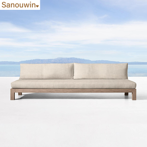 Juego de sofá sin brazos de madera de teca maciza de nuevo estilo para jardín al aire libre para <span class=keywords><strong>todo</strong></span> tipo de clima protector solar impermeable al aire libre para villas y hoteles - Product Image 3