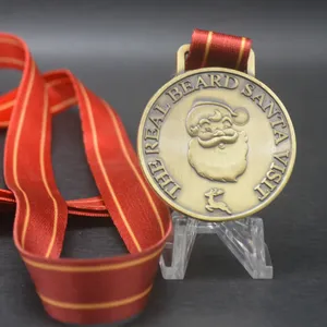 Vrolijk Kerstfeest Gelukkig Vakantie Kerstman Gift Medaille Jingle Bell Mooie Lijst Medaille