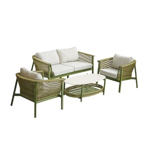 Conjunto de Sofás de Jardín de Aleación de Aluminio y Ratán PE, Cojines Impermeables, Muebles de Exterior Contemporáneos para Patio y Terraza - Product Image 1