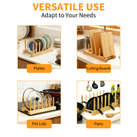 Égouttoir à vaisselle moderne en pin durable et écoresponsable, support de rangement en bois pour assiettes, bols, tasses, casseroles et ustensiles de cuisine