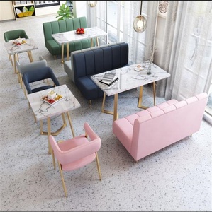 Juego de Muebles de Lujo para Restaurante Moderno con Mesas de Mármol y Sillas de Cuero Multicolor para Cafetería <span class=keywords><strong>Bistro</strong></span> - Product Image 3