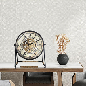 11.8 Inch Cổ Điển Vàng Kim Loại Máy Tính Để Bàn Đồng Hồ Với Bất Di Chuyển Bánh Răng Im Lặng Chữ Số La Mã Bảng Đồng Hồ Cho Trang Trí Nội Thất - Product Image 5