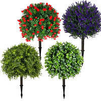 UV-beständige Kunststoff-Pflanze in Grün, Künstliche Realistische Rosen-Topiary-Kugelbäume für Innen und Außen, Hochzeitsdekoration