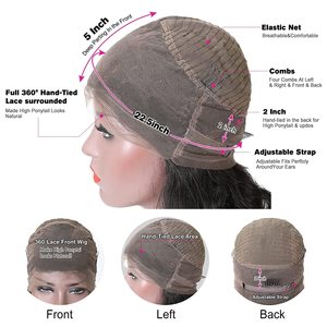 หรูหราลูกไม้ปิดด้านหน้าวิกผมมนุษย์ธรรมชาติสีPre Plucked 360 ความงามหยิกน้ําWaveดิบRemy Gluelessลูกไม้ยาว - Product Image 6