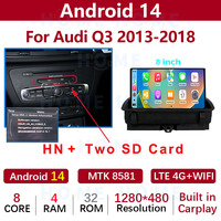 Android 14 MTK8581 8 pouces sans fil Carplay Auto Car Multimedia Player Stereo pour Audi Q3 2013-2018 Video Radio GPS Navigation