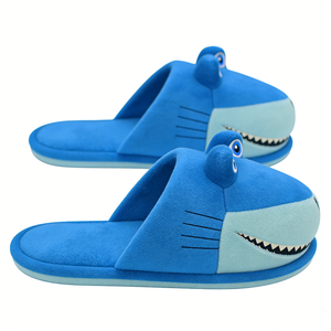 Pantuflas de tiburón personalizadas para niños, pantuflas de tiburón azul para casa, pantuflas de tiburón de peluche, zapatos de interior con diseño de animales para niños - Product Image 4