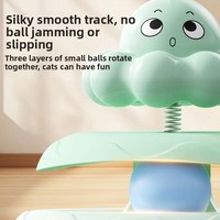 Jouet interactif multifonctionnel pour chaton : Tour à 3 niveaux avec boule, plume à ressort et ornement nuage pour jeu autonome
