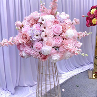 T76 Fleurs de table décoratives pour mariage Boules de roses artificielles Centres de table en boules de fleurs roses Arrangements floraux de mariage pour table