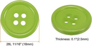 Quarkzman Gói 10 Lớn May Nút 11/16 <span class=keywords><strong>Inch</strong></span> (18Mm) Nhựa Nhựa Thân Thiện Với Môi 2-Lỗ Hạt Flatback Cho Quần Áo Áo Khoác - Product Image 2