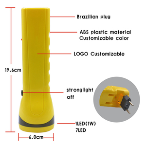 Brazil cắm nhựa ABS chì-axit Pin đèn pin 1W điện cao có thể sạc lại đèn pin cổ điển ngoài trời khẩn cấp đèn pin - Product Image 4