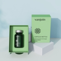 Bouteilles de médecine en verre dépoli vert de 150ml sur mesure Bouteilles de capsule de vitamine de supplément de soins de santé Pot à pilules avec boîte-cadeau d'emballage