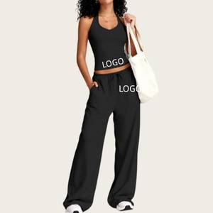 Customized AL Yoga 2-piece Set for Women: <strong>Strapless</strong> Backless <strong>Top</strong>, <strong>Loose</strong>-<strong>fitting</strong> Pants, Ideal for Fitness Training and Sportswear - Product Image 4