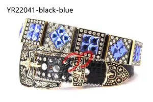 New Trend Bling Bling strass cintura uomo donna Western Cowboy Cowgirl Crystal Studded Leather Diamond Belt per Jeans