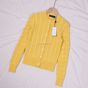 Cardigan en coton pur tricoté avec broderie queue de cheval – Pulls décontractés pour femme avec code QR - Product Image 3
