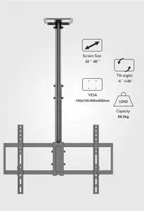 KALOC T1 Drop Down langit-langit braket Tv Flip Down CeilingTv Mount disesuaikan 32-80 inci layar Plasma LED