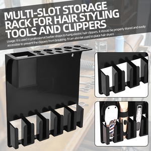 Barbería Negro Cortapelos Tijeras Cepillos Peines Organizador Montaje en pared Soporte de herramientas de peluquero - Product Image 3