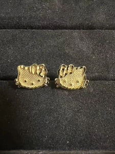 Boucles d'oreilles clous en acier inoxydable en forme de cœur, faites à la main, avec fermoir incrusté, plaqué or 18 carats, tendance luxe léger pour femme - Product Image 4