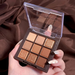 Palette de fards à paupières en gros, 9 teintes Mocha Chocolat scintillantes, haute pigmentation, pour carnations claires à foncées - Product Image 2