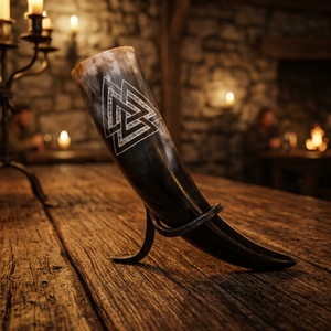 Antique 100% Original Ox Horn Viking Mugs-Lightweight Dishwasher Safe Bamboo Lid Eco-Friendly Beer/Christmas Decoration for Bar - Product Image 1