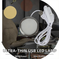 Kit Lampu LED Puck Ultra Tipis Bertenaga USB dengan Casing Aluminium Alloy Modern Sederhana, Dapat Diredupkan, CRI 90 Tinggi, untuk Model Printer 3D DIY
