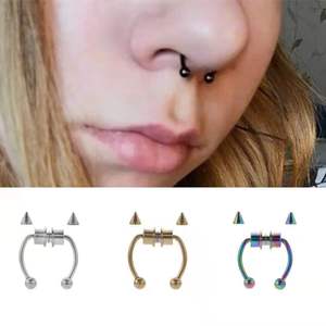 2025 manchette en acier inoxydable avec ton or gratuit <span class=keywords><strong>faux</strong></span> nez anneau nez <span class=keywords><strong>Piercing</strong></span> Septum anneaux <span class=keywords><strong>diamant</strong></span> coupe femmes bijoux - Product Image 3