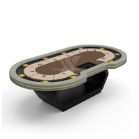 Table de poker Texas Hold'em ovale de luxe sur mesure pour 10 joueurs, cartes à jouer RFID, cadre en bois, accoudoirs rembourrés en cuir, moderne et professionnelle