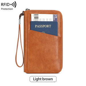 Cartera de Pasaporte con Protección RFID, Porta Tarjetas de Viaje Largo, Organizador de Documentos con Cierre, Cuero PU para Viajes de Negocios - Product Image 1