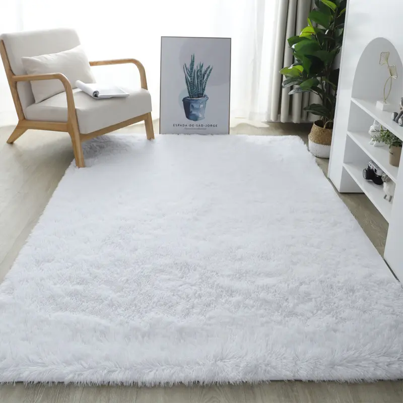 Moqueta de poliéster peluda de felpa para el hogar, alfombra antideslizante para sala de estar, color blanco y verde, 2022