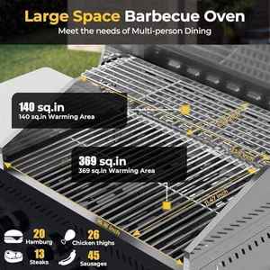 Griglia a Gas Propano <span class=keywords><strong>BBO</strong></span> con Bruciatore Laterale, Coperchio Superiore in Acciaio Inox, Ruote e Ripiani Laterali - Carrello da Campeggio - Product Image 6