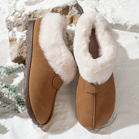 Bottes de neige à semelle épaisse pour femmes, fourrure, une seule pièce, hauteur accrue, tube court, bottes en laine polaire, chaussures chaudes en coton pour l'hiver