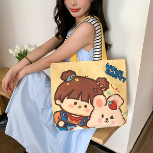 Borsa a Tracolla in Tela con Cerniera per Studentesse, Grande Capacità, Stile Coreano, Design alla Moda - Product Image 3