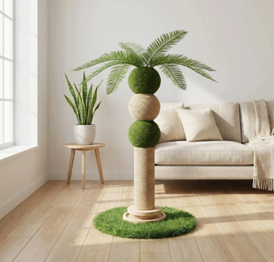 Árbol para Gatos con Forma de Cocotero, Torre Rascadora de Sisal, Estructura para Escalar, Pelota Interactiva, Mueble para Gatos de Interior - Product Image 4