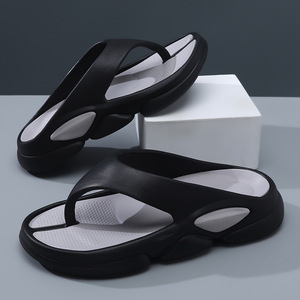Men's <b>Flip</b> <b>Flops</b> Summer Outdoor Thick Sole EVA Breathable Non Slip Beach Slippers <b>White</b> Black Light Gray Adult Size 300g - Product Image 2