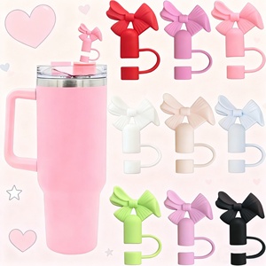 Nouvelle capuchon de protection anti-poussière en silicone réutilisable pour pailles, motif dessin animé, accessoire pour boissons de fête - Product Image 2