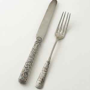 <b>Vintage</b> Silver Plated Metal Flatware Set Knife Fork Matte Finish Dishwasher Safe Wedding <b>Cutlery</b> Home Use - Product Image 1