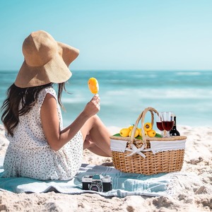 Hot bán cổ điển-phong cách dệt tay liễu Dã Ngoại giỏ thân thiện với môi <span class=keywords><strong>wicker</strong></span> nắp với linh hoạt gấp xử lý lưu trữ giỏ - Product Image 5