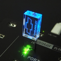 Promosyon hediye kristal usb bellek sürücüler 3.0 ile LED ışık özelleştirilmiş LOGO 32gb 64gb kazınmış kristal bellek USB sopa