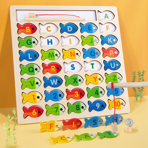Jeu <span class=keywords><strong>de</strong></span> pêche magnétique en bois pour enfants, alphabet anglais, éducation et développement précoce du bébé, <span class=keywords><strong>jouet</strong></span> <span class=keywords><strong>de</strong></span> coordination œil-main - Product Image 1