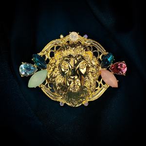 XILIANGFEIZI liquidation vente Vintage alliage strass 18K or cristal tête de Lion broche pour hommes costumes manteau décoration - Product Image 4