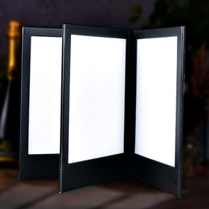 Menu lumineux en cuir PU pour bar et boîte de nuit, porte-menu rétroéclairé à LED, 4 vues, 3 panneaux, menu lumineux pour <span class=keywords><strong>restaurant</strong></span> - Product Image 2