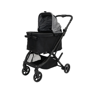 China Oem Factory Black 4 Swivel Wheels 25KG Load Large Space Waterproof Pet Trolley Small Pets 3 in 1 Folding Pet Stroller - Product Image 1