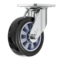 Roue pivotante industrielle 4-8 pouces avec bande de roulement en polyuréthane, roulement à billes en acier robuste 260 kg pour chariot à main