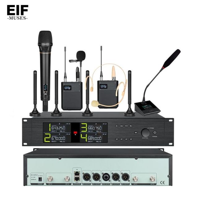EIF UWH-D4 4 Channel Professional Wireless Microphone System Suitable for Stage Performance