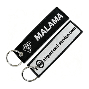 Portachiavi Personalizzato in Tessuto Ricamato su Due Lati con Anello Metallico e Logo, Testo o Motivo Personalizzati - Product Image 1