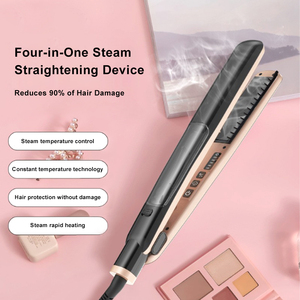 Lisseur <span class=keywords><strong>à</strong></span> vapeur professionnel, chauffe rapide, 5 températures réglables, trou <span class=keywords><strong>à</strong></span> vapeur, <span class=keywords><strong>fer</strong></span> <span class=keywords><strong>à</strong></span> lisser en céramique - Product Image 1