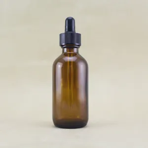 Empty Transparent 1oz 2oz 4oz Clear Boston Round Glass Bottle With Eye Dropper For Liquid Essential Oil Balm Packing