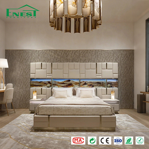 Set Camera da Letto di Design Italiano di Lusso, Letto King Size in Pelle con Testiera LED per Progetti Alberghieri e Ville, Soluzione Chiavi in Mano - Product Image 3