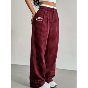 <span class=keywords><strong>Pantaloni</strong></span> da <span class=keywords><strong>donna</strong></span> Casual a righe dritte <span class=keywords><strong>pantaloni</strong></span> multicolori a vita alta <span class=keywords><strong>pantaloni</strong></span> con giuntura personalizzati - Product Image 2